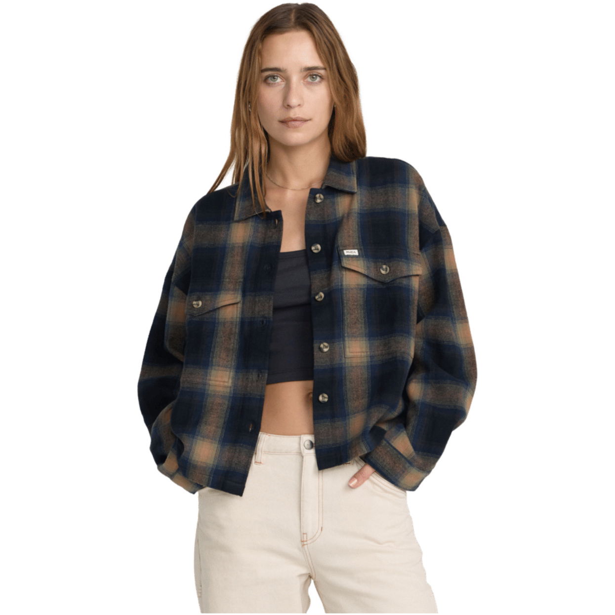 2026 RVCA Womens Bonito Boxy Flannel 23B053650 - Black